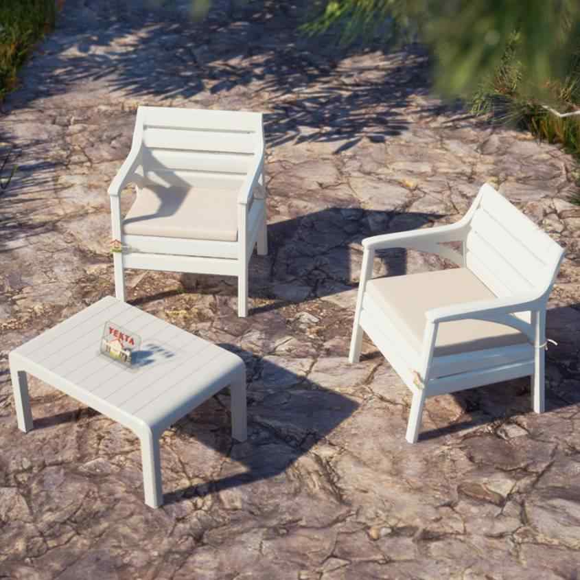 Holiday Barcelona Oturma Grubu Bahçe Ve Balkon Koltuk Takımı Beyaz