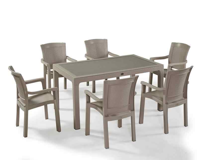 Novussi Roma Rattan Masa Seti Koltuk Takımı Camsız 6 Koltuk Cappucino