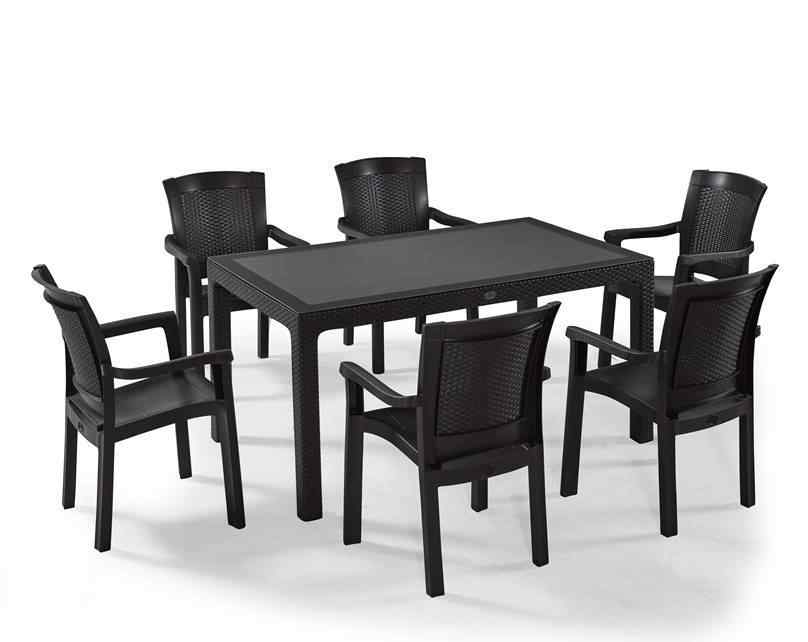 Novussi Roma Rattan Masa Seti Koltuk Takımı Camsız 6 Koltuk Kahverengi