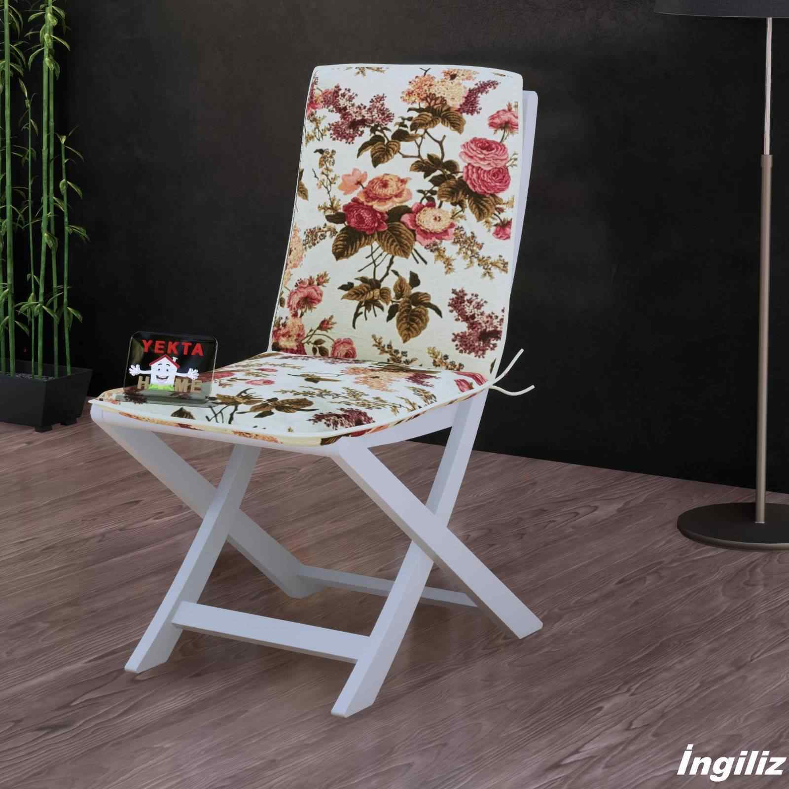 Sırtlı Sandalye Minderi Arkalıklı Rattan Koltuk Minderi 6 Adet İngiliz